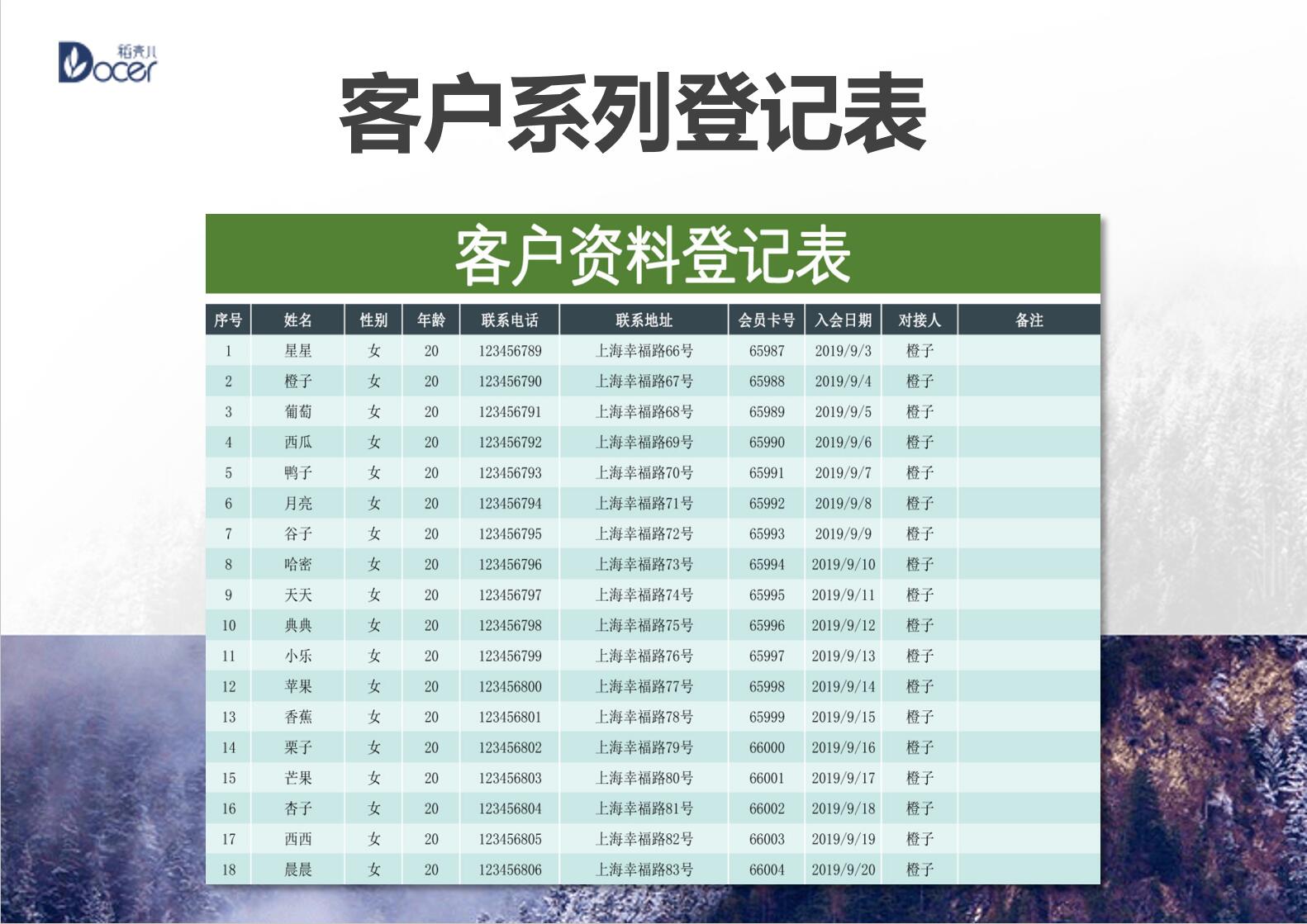 excel模板-客户资料登记卡（通用模板）