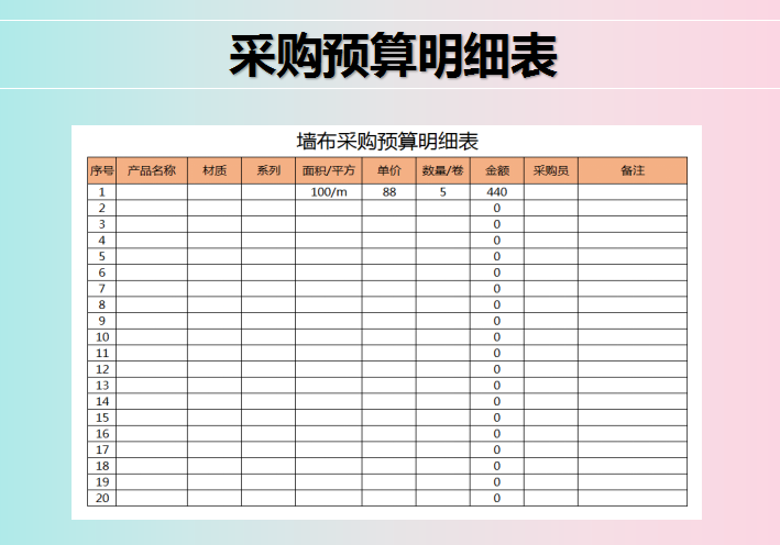 excel模板-采购预算明细