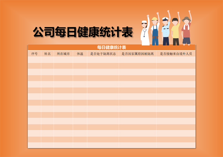 excel模板-公司每日健康统计表