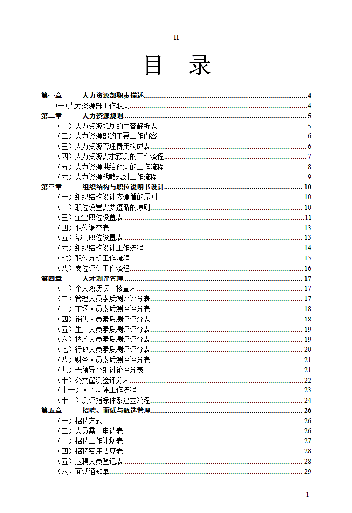 word模板-HR必备：人力资源管理工作手册（HR各流程详解及表格