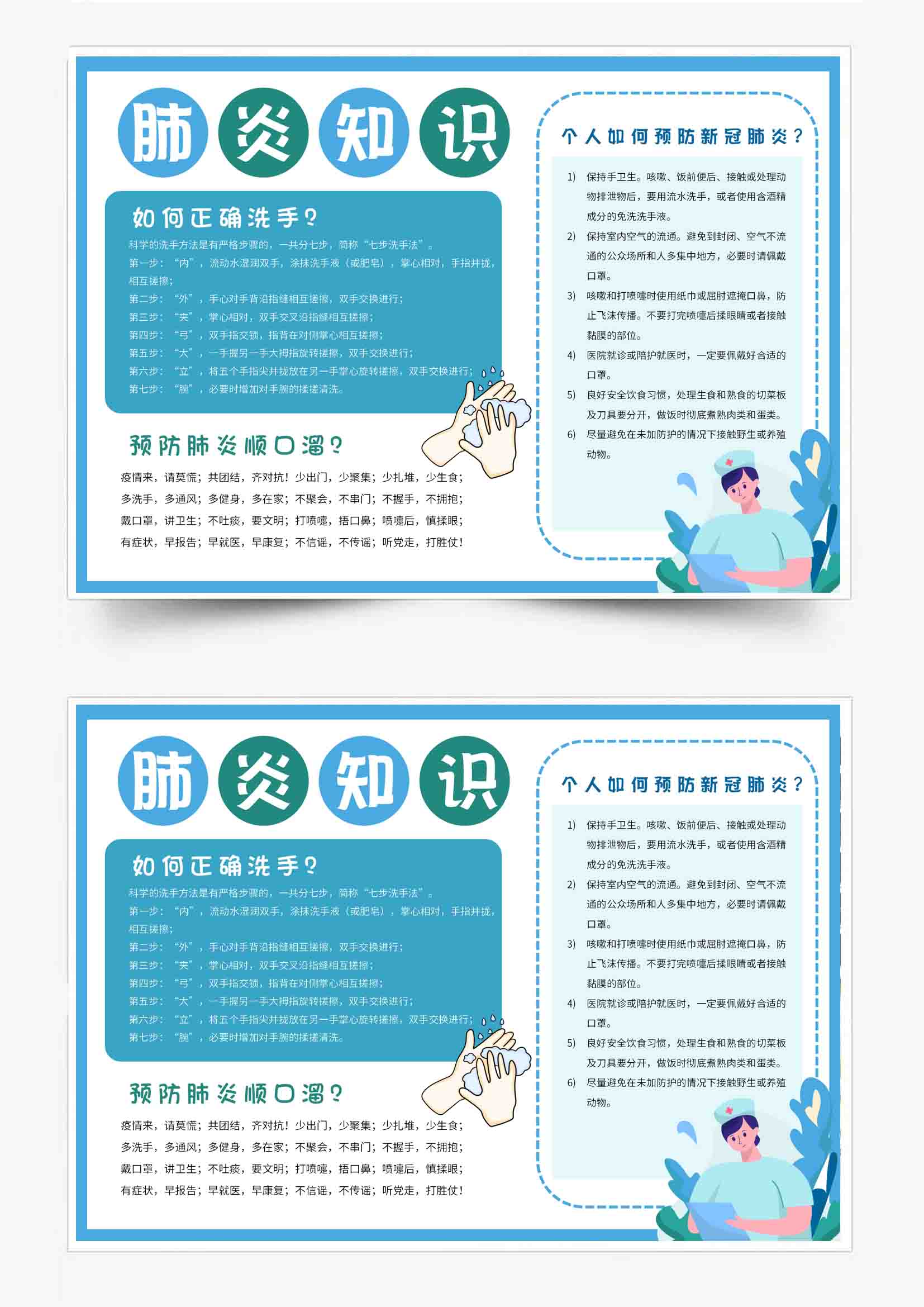 word模板-新型肺炎科普知识电子小报