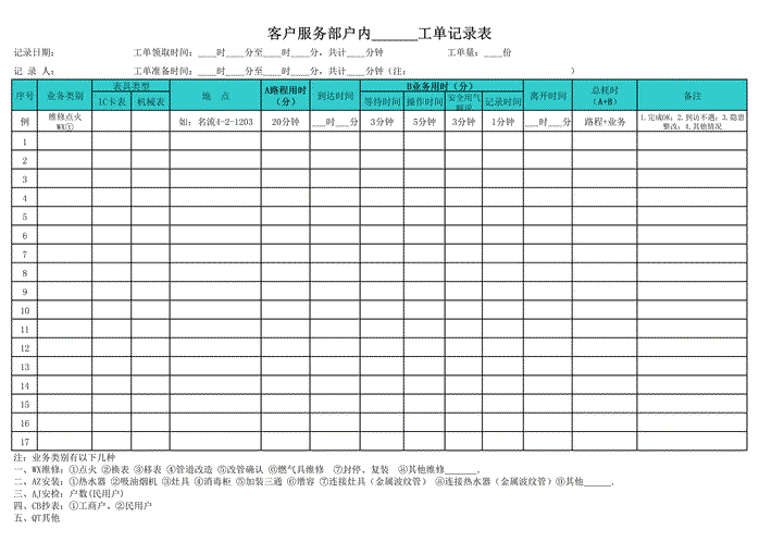 excel模板-客服工作分析统计记录表