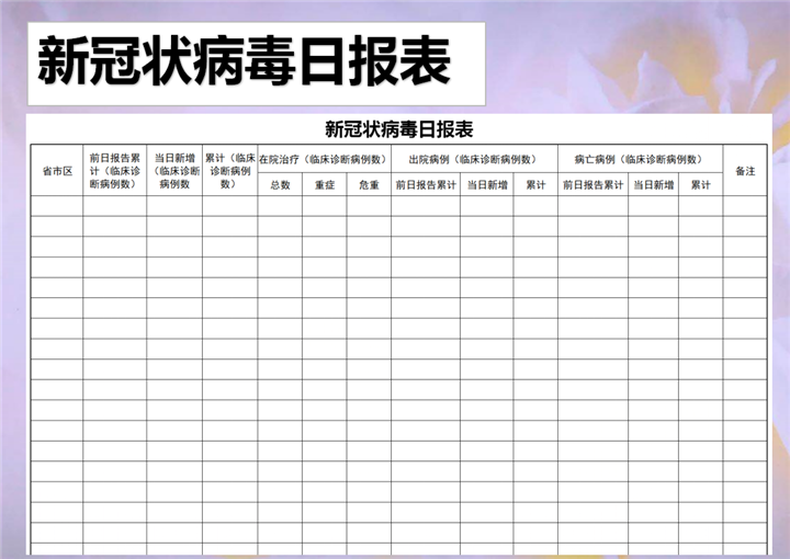 excel模板-新冠状病毒日报表
