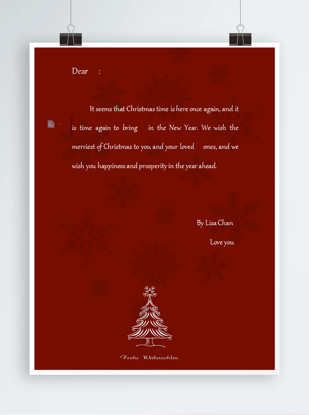 word模板-英文圣诞感谢信信纸