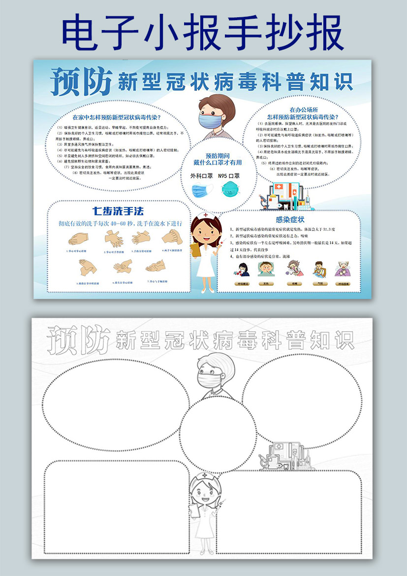 word模板-预防新型冠状病毒科普知识小报