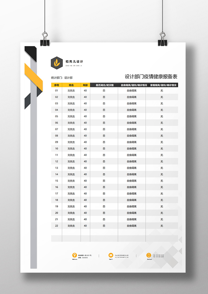 word模板-公司疫情报备表