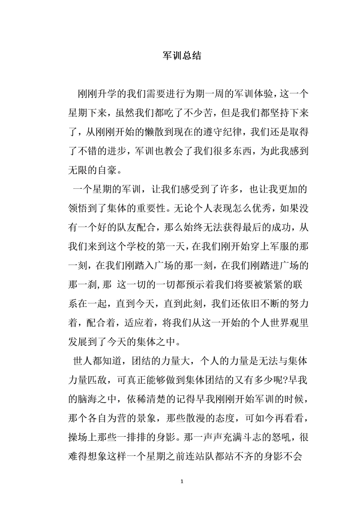 word模板-军训总结