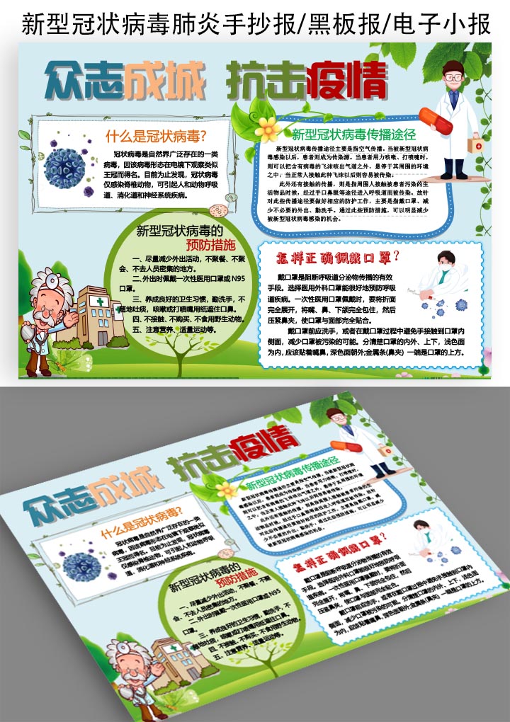 word模板-新型冠状病毒肺炎疫情手抄报