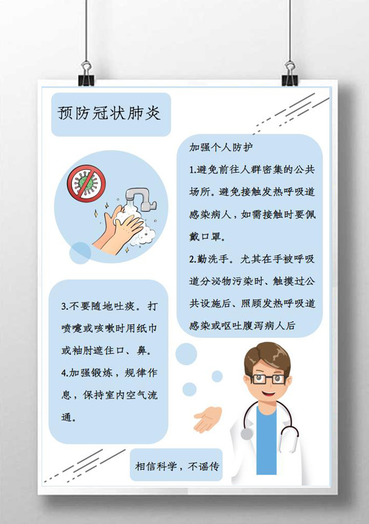 word模板-预防新型冠状肺炎病毒学习海报