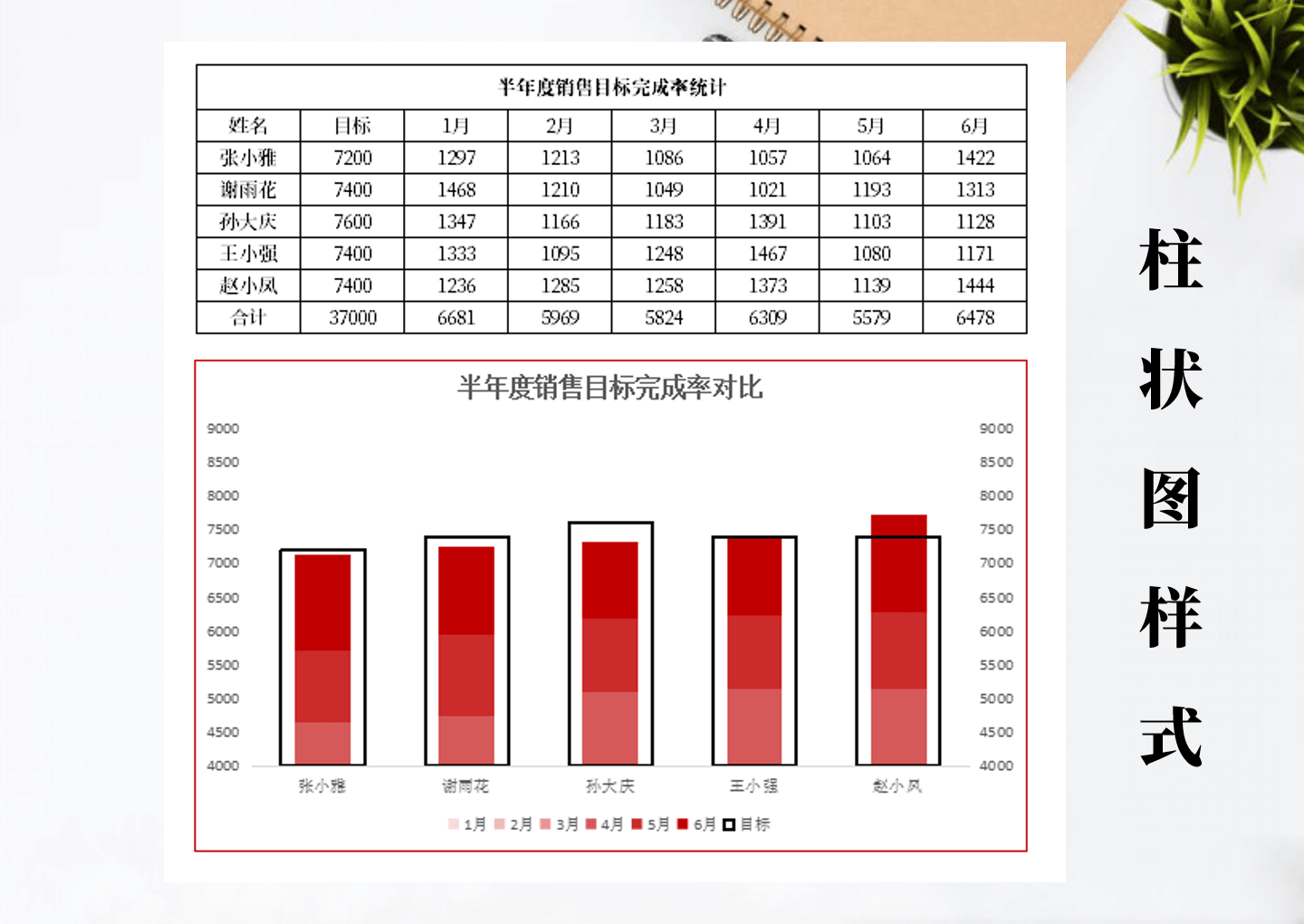 excel模板-柱状图Excel图表样式针管型