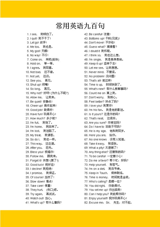 word模板-常用英语口语1000句