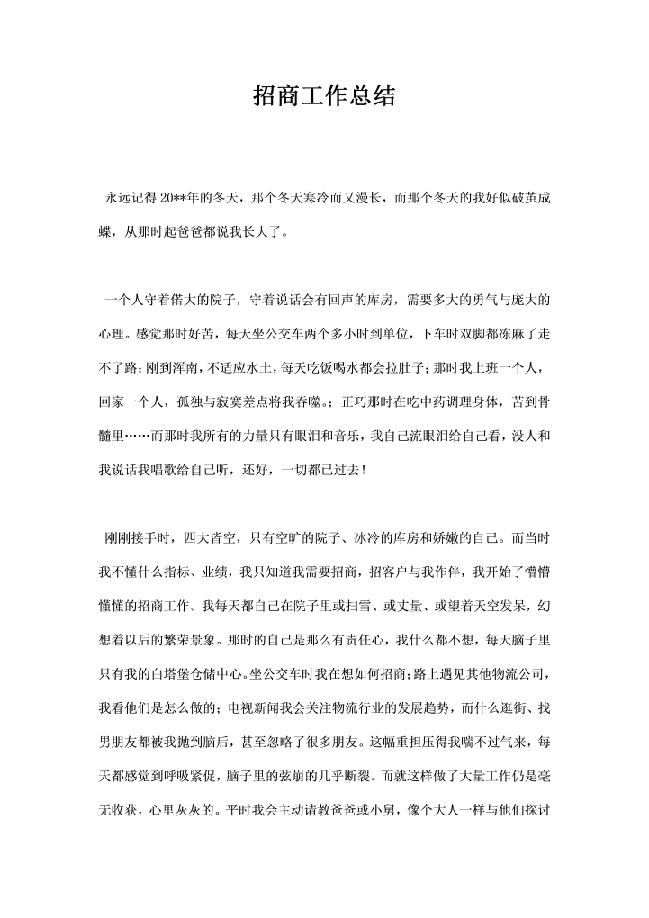 word模板-招商工作总结