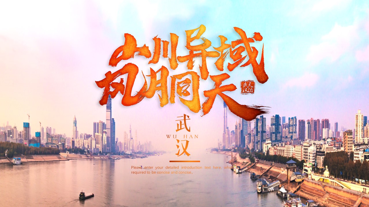 ppt模板-山川异域风月同天武汉加油PPT