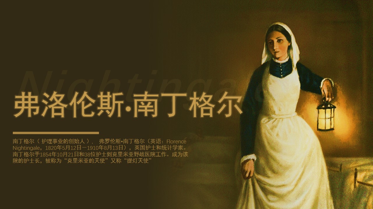 ppt模板-南丁格尔人物介绍简约PPT模板